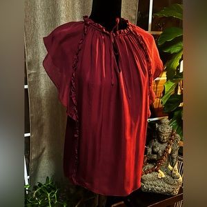 Silk Top in Burgundy.